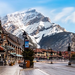 Beautiful landscape of the BANFF mountain range from the city